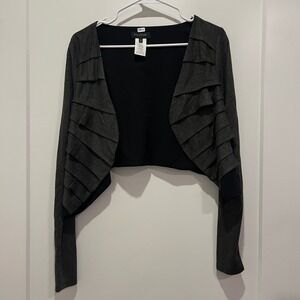 MM Couture by Miss Me Womens Charcoal Grey Ruffle Cropped Bolero Shrug Size M